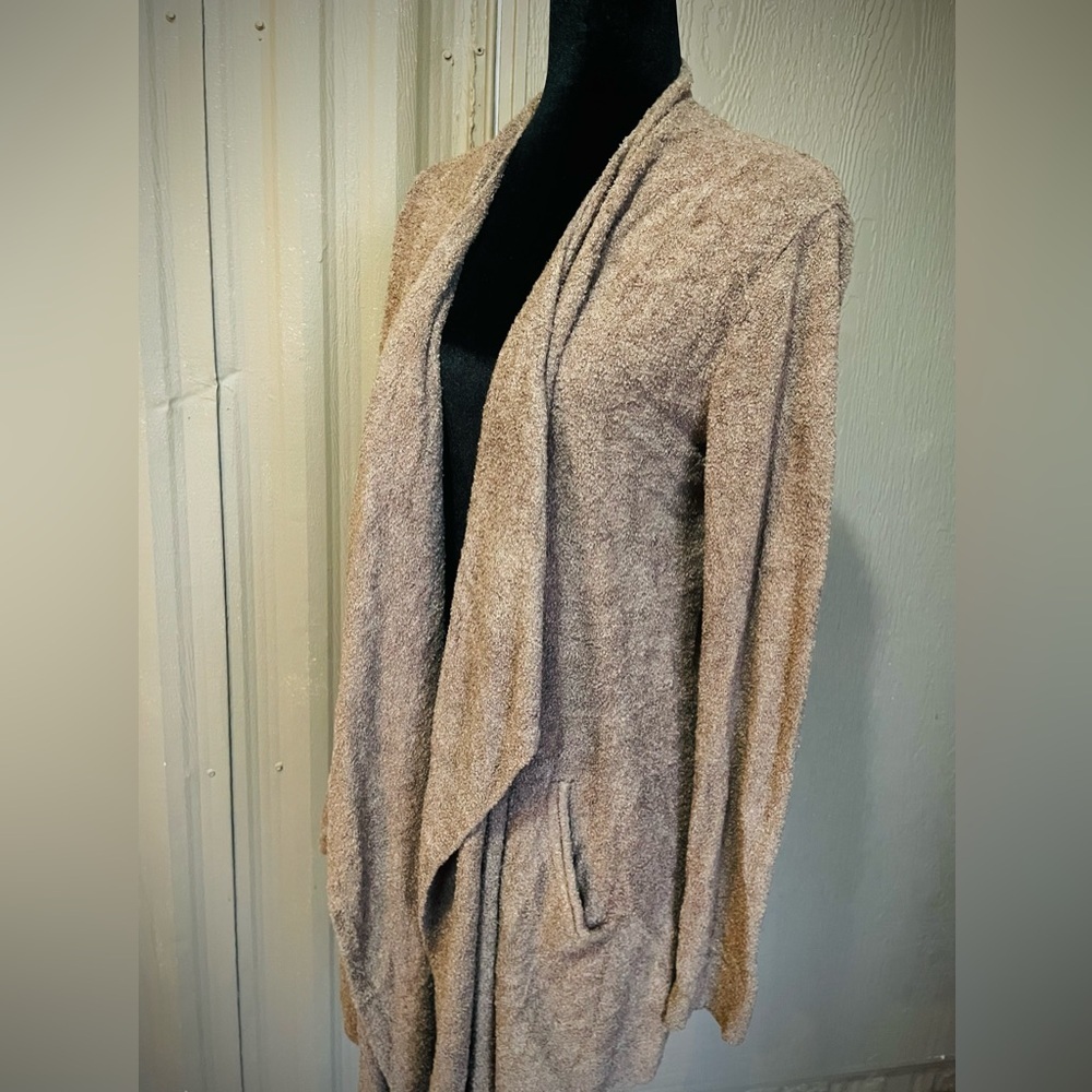 BAREFOOT DREAMS Island Wrap Open Front Cardigan Taupe CozyChic Lite Soft S/M - Picture 2 of 16